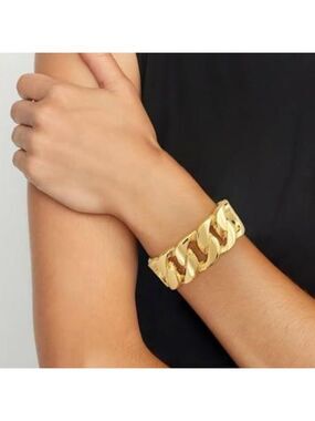 Chunky Gold Tone Bangle Bracelets for Women Thick Wide Hinged Cuff Bracelet